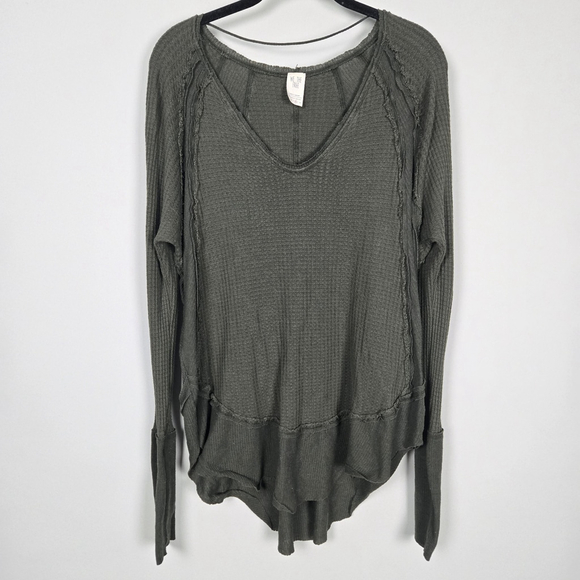 We The Free Tops - We the Free Womens Catalina Thermal Long Sleeve Top M Green Waffle Knit Boho